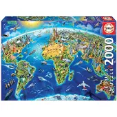 Educa Puzzle Symboles du Monde 2000 pièces - EDUCA - Tableaux et peintures - Multicolore - Adulte ren