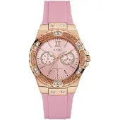 GUESS W1053L3 LIMELIGHT silikonrosa boett i stål med roseguld-bezel dam