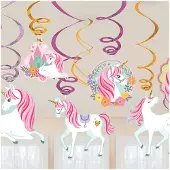 Amscan Swirls Unicorn Party Hängande Dekoration - 12-pack