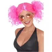 Vegaoo 80-tals Neonrosa Peruk med Tofsar - One size