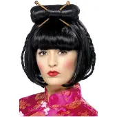 Smiffys Geisha Svart Peruk - One size