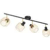 QAZQA Industriell spotlight svart med guld 4-ljus - Bliss Mesh