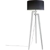 QAZQA Golvlampa stativ vit med skärm 50 cm svart - Puros