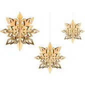 Party Deco Hängande snöflingor i guld