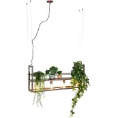 QAZQA Industriell pendellampa rostbrun med hyllplan 4-ljus - Cage Rack