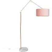 QAZQA Modern golvlampa guld sammetsskärm rosa 50 cm - Editor