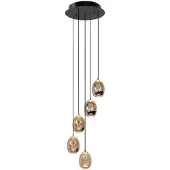 Highlight Glas pendellampa Golden Egg, dimbar, Creme / bärnsten, Vardagsrum / matsal, Glas, Modern, Pendellampa