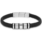 Ace of Spades svart armband läder/stål SSLB-103