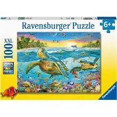Ravensburger - Simma med havsskldpaddor Jigsaw -pussel | 100 unika bitar teknik | Perfekt fr barnen 4-8 r | FSC -certifierad fr hllbarhet