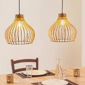 TEMAR LIGHTING Hänglampa Barrel , dimbar, Ljust trä, Vardagsrum / matsal, Trä, Lantlig / rustik, Pendellampa