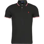 Ralph Lauren för män. 710842621001 Custom Slim Fit piké pikétröja svart (L), Casual, Bomull, Klassisk, Kort ärm