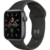 Apple Watch SE Aluminium 40 mm (2020) | WiFi | rymdgrå | GPS | Sportband svart M/L