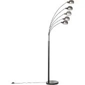QAZQA Design golvlampa svart med rökglas 5-ljus - Sixties Marmo