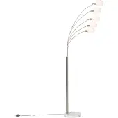 QAZQA Design golvlampa stål med opalglas 5-ljus - Sixties Marmo