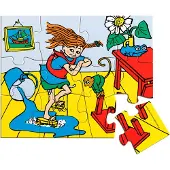 Peppi Pitkätossu Pippi Träpussel 12 Bitar