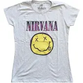 Ginza.se Nirvana: Ladies T-Shirt/Xerox Happy Face Pink (Heather Grey) (X-Large)