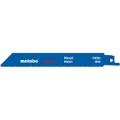 Metabo 628253000, Sticksågsblad, Profil, Metallplåt, Bimetall, Svart, Blå, Vit, 15 cm, 25 styck