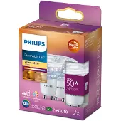 Philips - LED-spotlight - GU10 - 3.8 W (motsvarande 50 W) - klass F - varmt vitt ljus - 2200-2700 K (paket om 2)