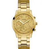GUESS Analog klocka 'Solar' mörkbrun / guld