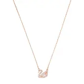 Swarovski Halsband 'Swan' roséguld / rosa / vit