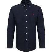 Ralph Lauren för män. 710772290002 Oxfordskjorta med anpassad passform marinblå (M), Casual, Bomull, Lång ärm, Marino