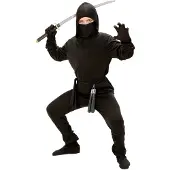 Widmann Dräkt Kostym Svart Ninja Japansk Krigare Samuraj Karneval Maskerad 4-5 År