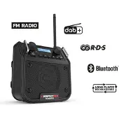 Perfectpro Byggarbetsradio DABPRO DAB+, FM Stötsäker, Stänkvattenskyddad, Dammtät Svart