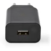 Ginza.se Nedis Väggladdare | 12 W | 1x 2.4 A A | Antal utgångar: 1 | USB-A | Lightning 8-Pin (Lös) Kabel | 1.00 m | Single Voltage Output | Svart