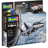 Revell Model Set F-14D Super Tomcat, Luftfarkostmodell med fast vinge, Monteringssats, 1:72, Grumman F-14D Super Tomcat, Avancerade, 111 styck