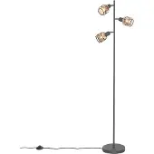 QAZQA Design golvlampa svart med guld 3-ljus - Noud