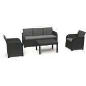 You do it Salon de jardin - en résine imitation rotin tressé - Allibert by KETER - 5 personnes - SanRemo - Gris graphite grå