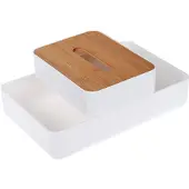 Huismerk Förvaringsbox för servetter CHUSTECZNIK bambu + badrumsorganisatör för kosmetika