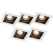 QAZQA Set med 5 infällda spotlights vita med svart - Carree