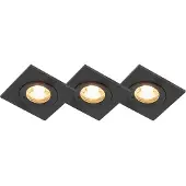 QAZQA Set med 3 badrumsinfällda spotlights svarta fyrkantiga IP44 - Xena