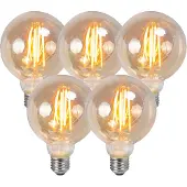 LUEDD Set med 5 E27 dimbara LED-glödlampor med rökigt glas 5W 450lm 2200K