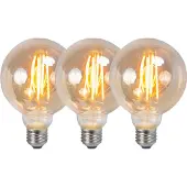 LUEDD Set med 3 dimbara LED-lampor E27 G95 Rök 5W 380lm 2200K