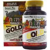NaturesPlus , Animal Parade Gold, Barns munspridbar Multivitamin-supplement, Cherry, Grape & Orange, 120 Djur-formade Tabletter