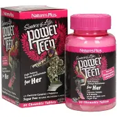 Natures Plus , Source of Life, Power Teen, women's, sugar-free, natural raspberry flavor, 60 chewable tablets