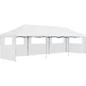 vidaXL Pop-Up hopfällbart partytält med 5 sidoväggar 3x9 m vit