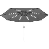 vidaXL Trädgårdsparasoll med LEDs 400 cm antracit