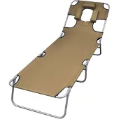 vidaXL Solsäng med nackstöd hopfällbar taupe