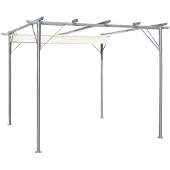 vidaXL Pergola med indragbart tak gräddvit 3x3 m stål