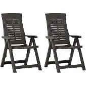 vidaXL Trädgårdsfåtöljer i plast, 2-pack, Antracit 315831