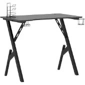 vidaXL Gamingskrivbord med Y-formade ben svart 90x60x75 cm