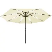 vidaXL Trädgårdsparasoll med LEDs 400 cm sand