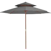vidaXL Parasoll med två nivåer 270 cm trästång antracit