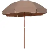vidaXL Parasol med mast i stål 300 cm Taupe
