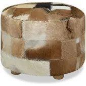 vidaXL Rund puff i getskinn 50 x 50 x 45 cm
