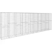 vidaXL Gabionvägg med Lock, Galvaniserat Stål, 600X50X200 Cm