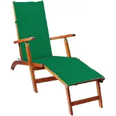 vidaXL Terrasssäng med fotstöd och dyna, massivt akaciaträ